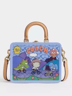 Coach X Brain Dead Souvenir Box Bag B4/Purple Multi Tin & Vachetta Leather NWT